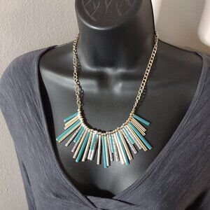 21 Inch Blueish Green Bib Necklace